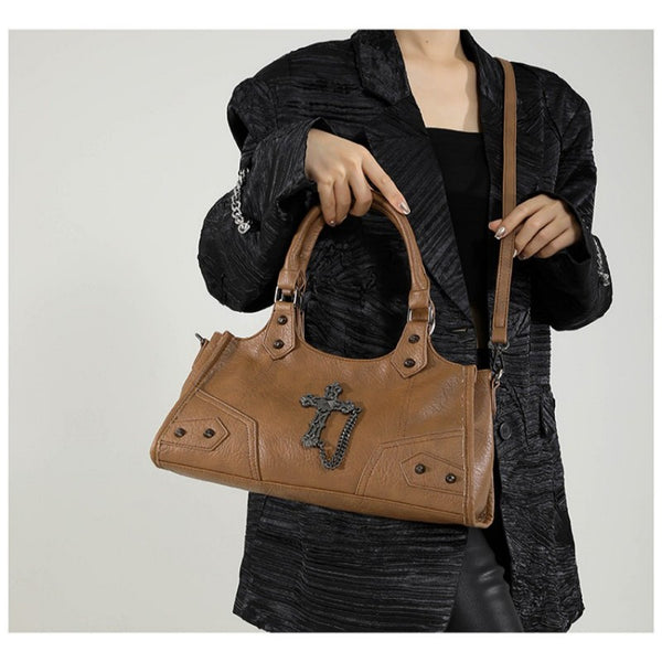 Millennium motorcycle bag punk armpit bag 2026 new handbag rivet bag cross street shoulder bag