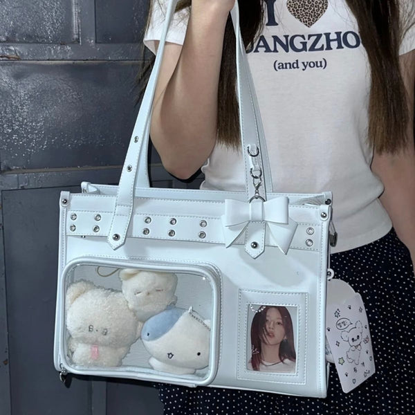 Multi-Color Bow Zippered Anime Heart Daily Sweet Itabag