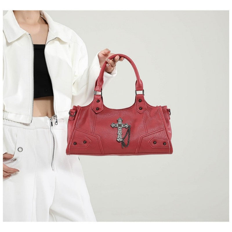 Millennium motorcycle bag punk armpit bag 2026 new handbag rivet bag cross street shoulder bag