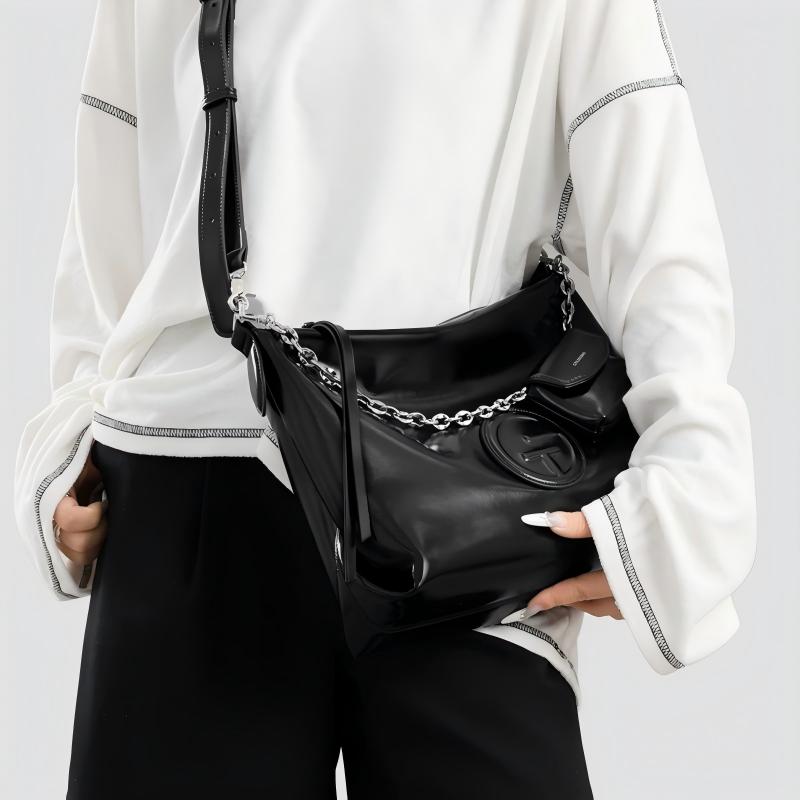 Fall Winter Tote Crossbody Bag for Petite Women, Large Capacity Black Handbag