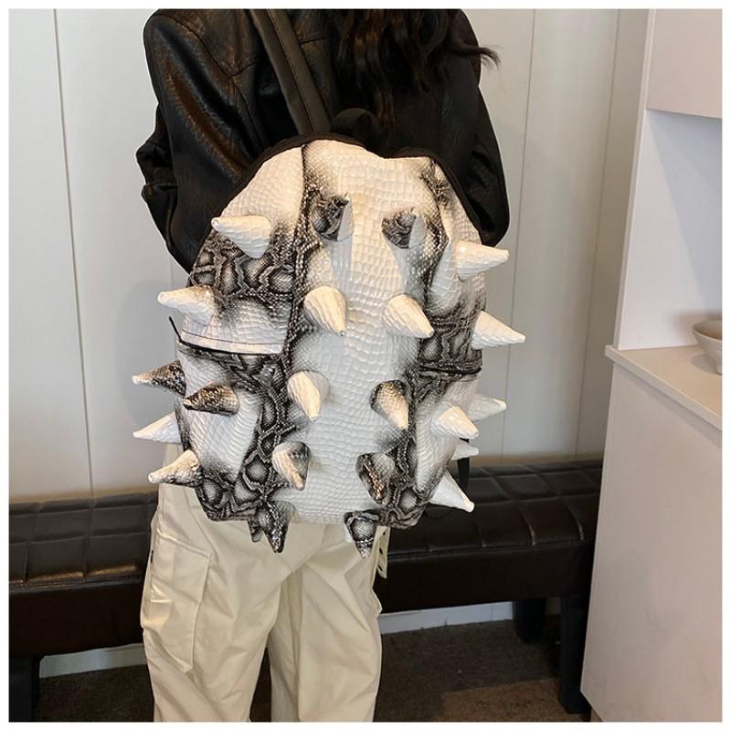 2026 Trendy Fashion Hedgehog PU Waterproof Snake Pattern Individual Backpack Large Capacity Crocodile Pattern Backpack