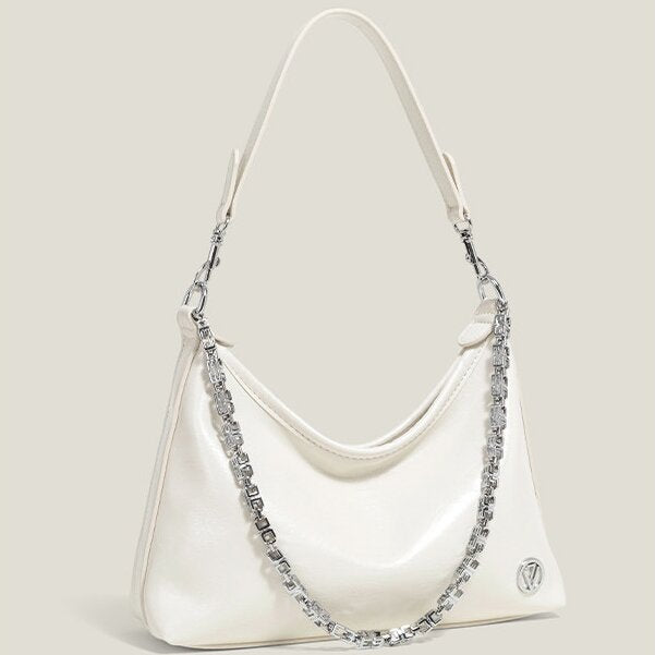 Women's Silver/Beige Premium Underarm Tote Bag