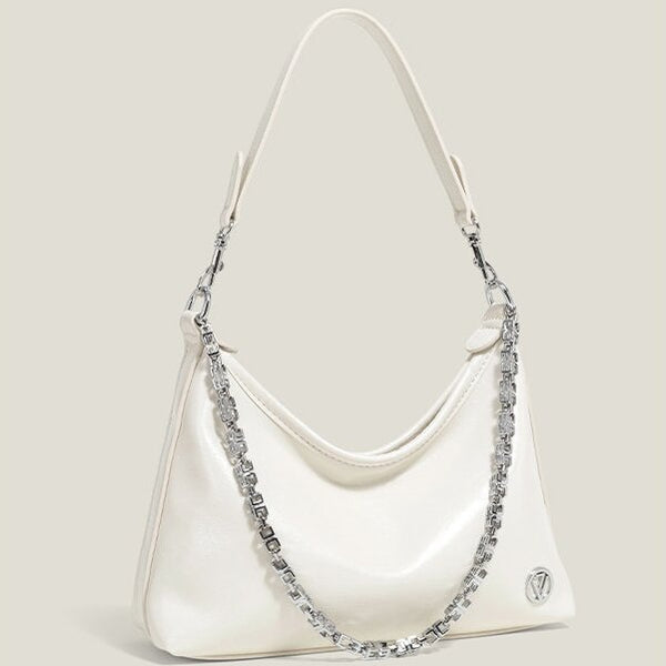 Women's Silver/Beige Premium Underarm Tote Bag