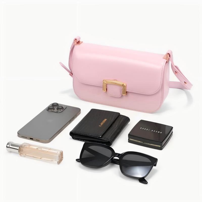 A stylish and luxurious pink crossbody bag for women