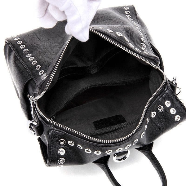 Chic Studded Convertible Backpack – Casual Travel Bag for Women, Shoulder or Backpack, Perfect for Any Trip
