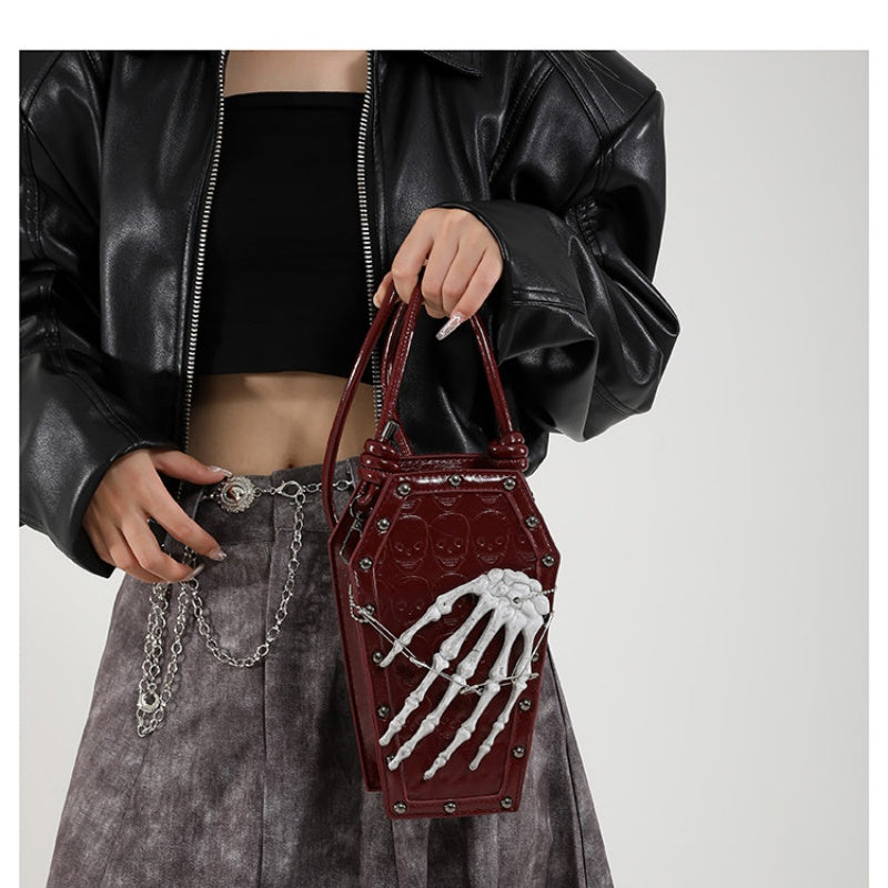 Dark style skeleton hand claw skeleton mobile phone single-shoulder bag for women Halloween