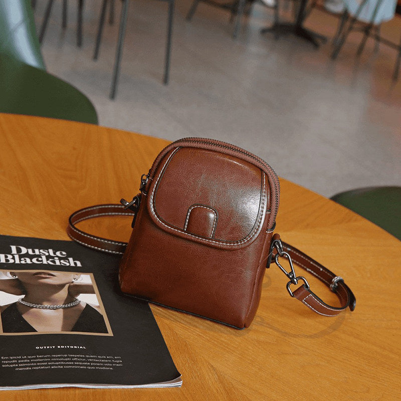 Women's Soft Leather Crossbody Phone Bag – Versatile & Elegant Small Shoulder Bag