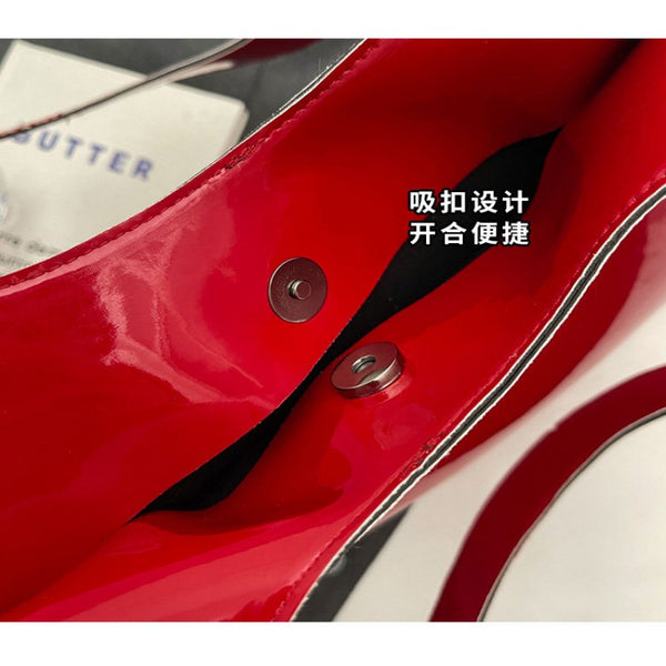 INS-style solid color glossy heart-shaped handbag women's bag 2026 summer fashionable shoulder bag