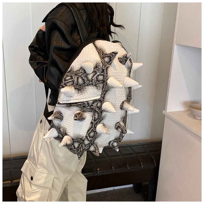 2026 Trendy Fashion Hedgehog PU Waterproof Snake Pattern Individual Backpack Large Capacity Crocodile Pattern Backpack