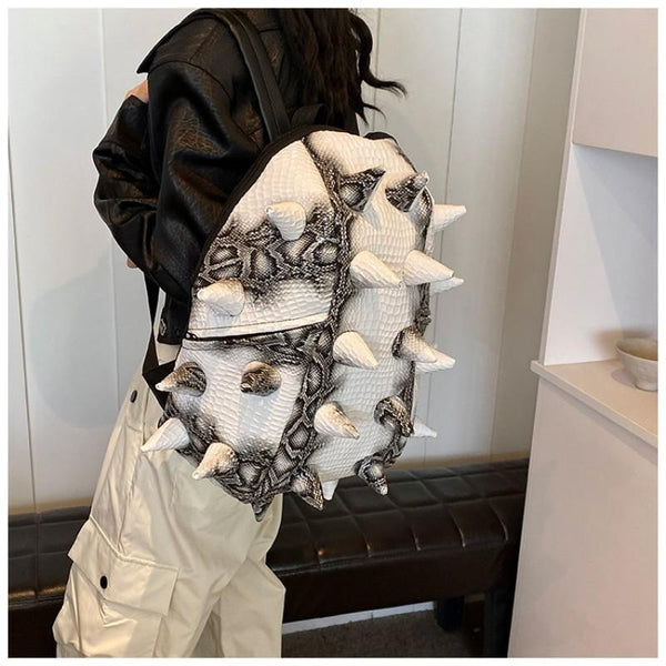 2026 Trendy Fashion Hedgehog PU Waterproof Snake Pattern Individual Backpack Large Capacity Crocodile Pattern Backpack