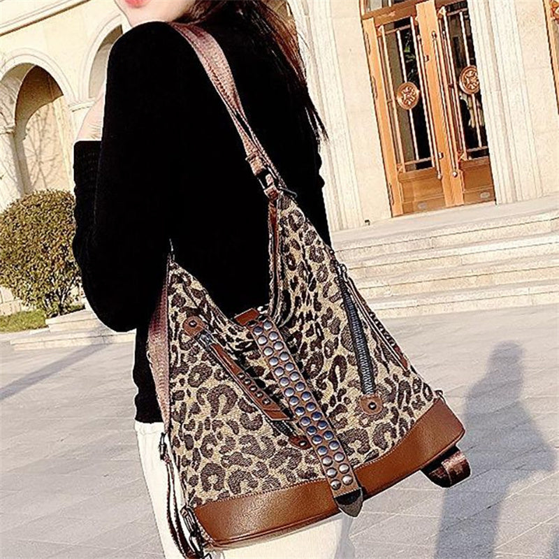Chic Leopard Print Backpack for Women – Multi-Functional Large Travel Daypack, Perfect for Everyday Style