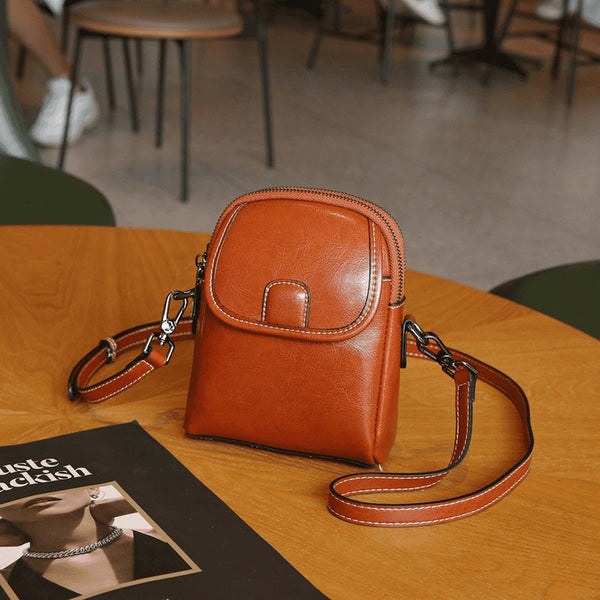 Women's Soft Leather Crossbody Phone Bag – Versatile & Elegant Small Shoulder Bag