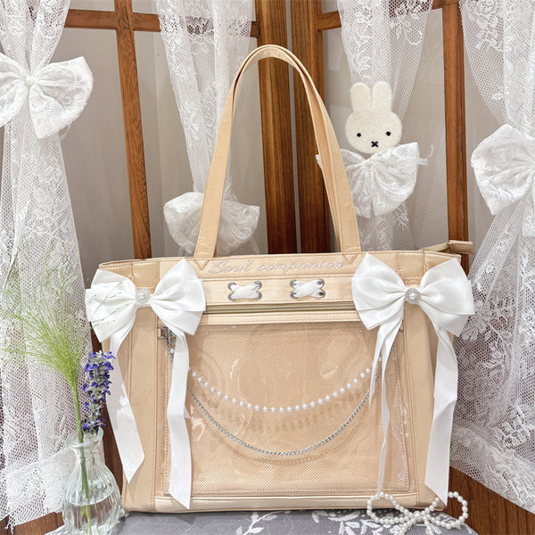 Satin contrasting color single shoulder crossbody ribbon girl large capacity bag