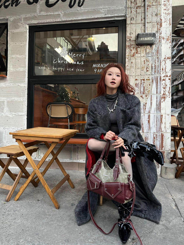 Blue/Brown Zippered Daily Classic Punk bag