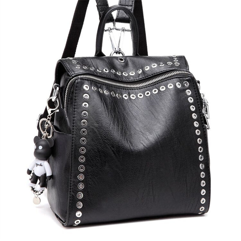 Chic Studded Convertible Backpack – Casual Travel Bag for Women, Shoulder or Backpack, Perfect for Any Trip