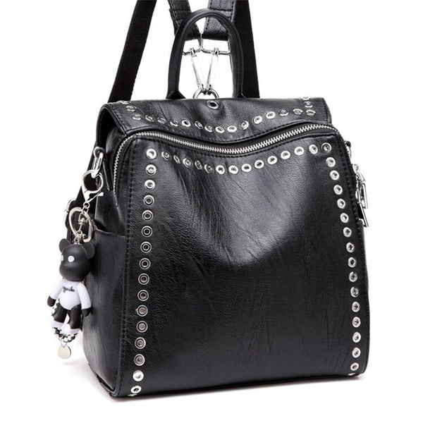 Chic Studded Convertible Backpack – Casual Travel Bag for Women, Shoulder or Backpack, Perfect for Any Trip