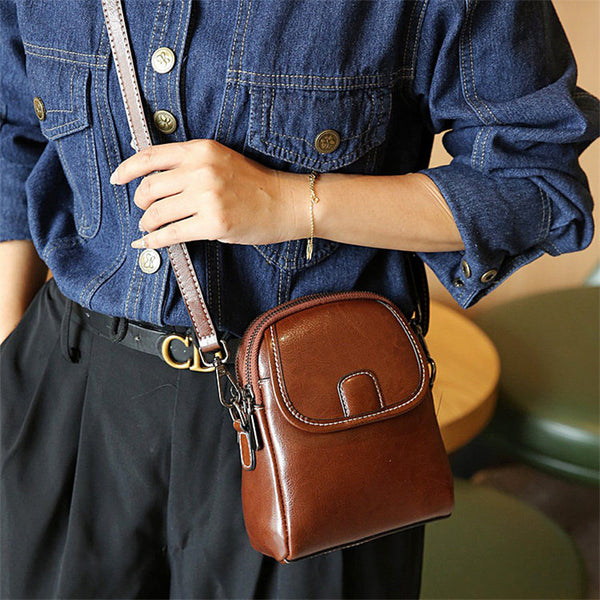Women's Soft Leather Crossbody Phone Bag – Versatile & Elegant Small Shoulder Bag