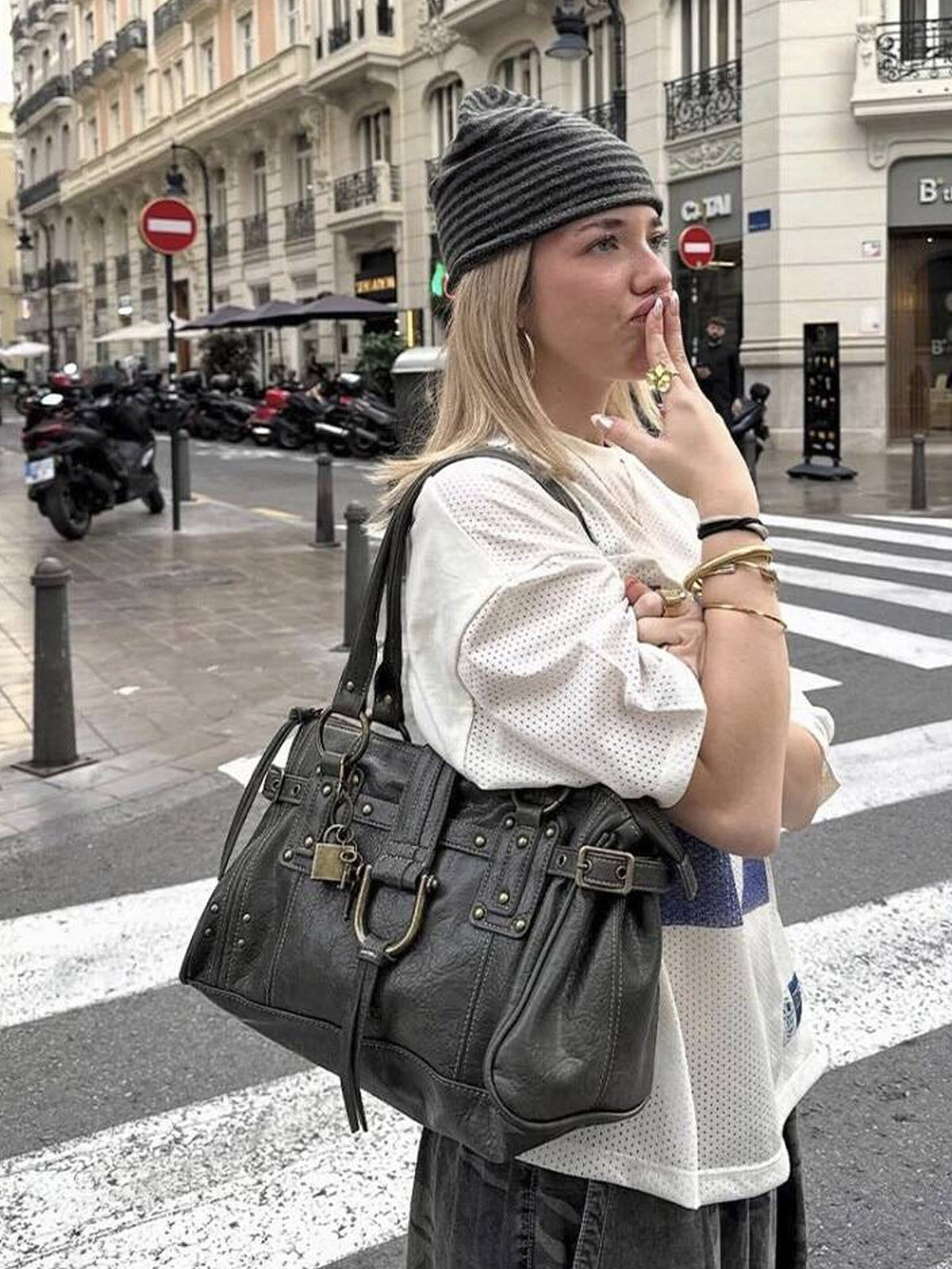 Vintage Rivet Tote Bag for Women
