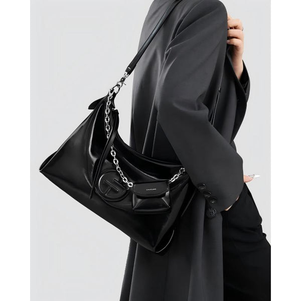 Fall Winter Tote Crossbody Bag for Petite Women, Large Capacity Black Handbag