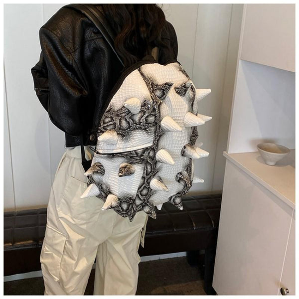 2026 Trendy Fashion Hedgehog PU Waterproof Snake Pattern Individual Backpack Large Capacity Crocodile Pattern Backpack