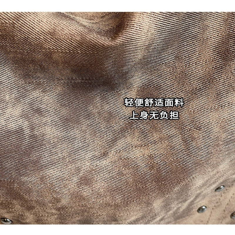 Vintage Punk Style Rivet Single-Shoulder Bag for Women Fashionable Commuter Bag Single-Shoulder Bag