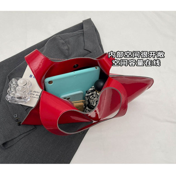 INS-style solid color glossy heart-shaped handbag women's bag 2026 summer fashionable shoulder bag