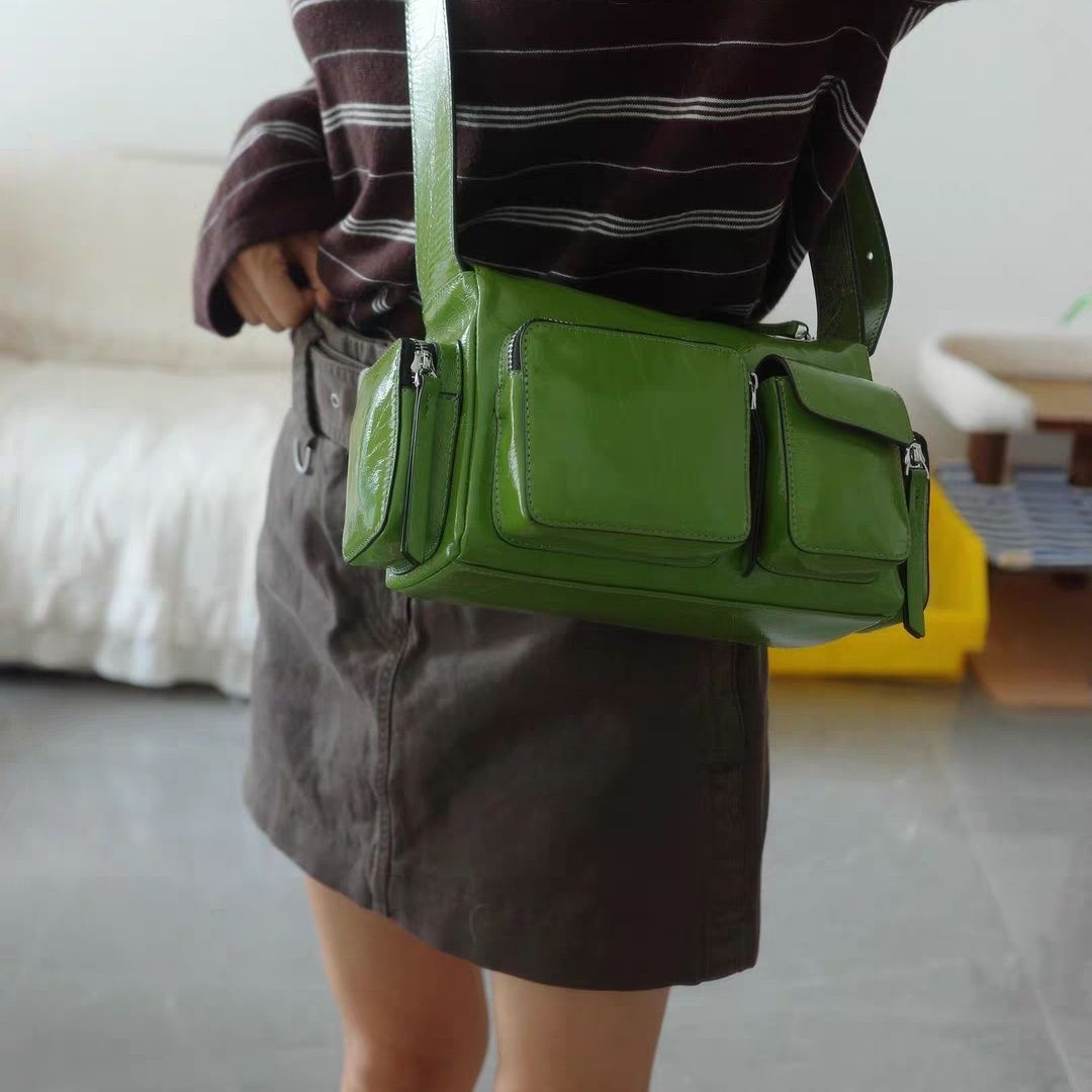 Black/Green Zippered Sweet Gothic Punk Crossbody Bag