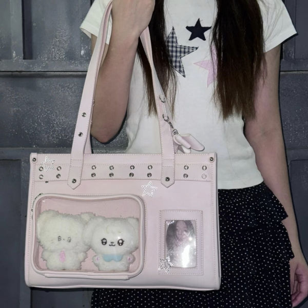Multi-Color Bow Zippered Anime Heart Daily Sweet Itabag