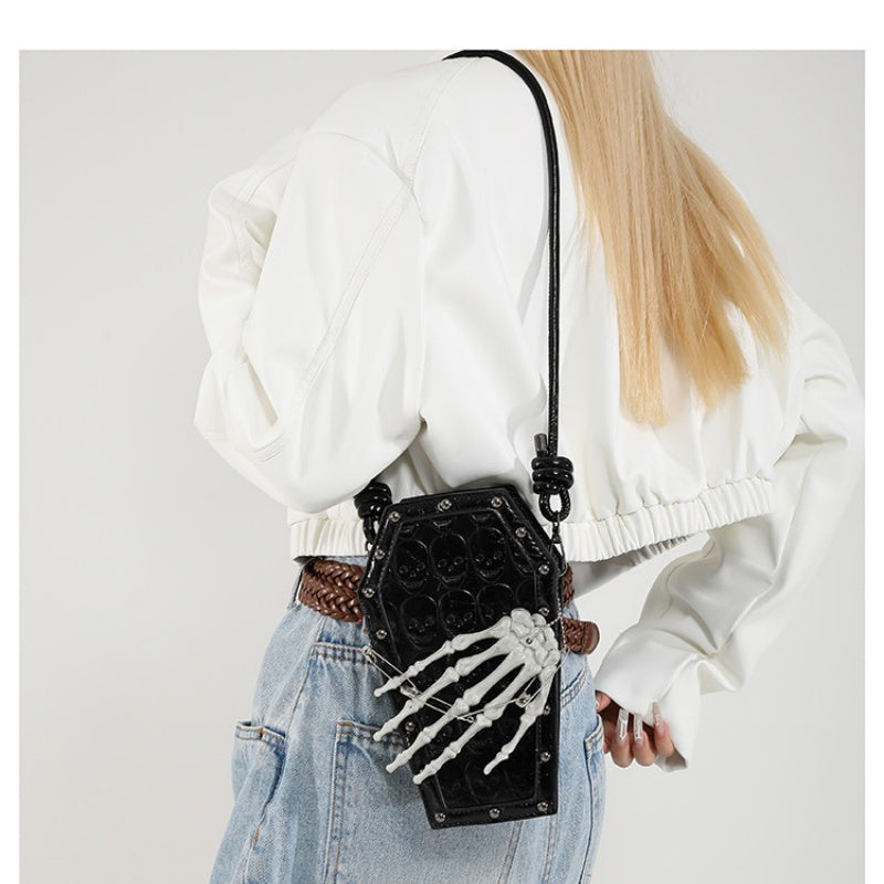 Dark style skeleton hand claw skeleton mobile phone single-shoulder bag for women Halloween
