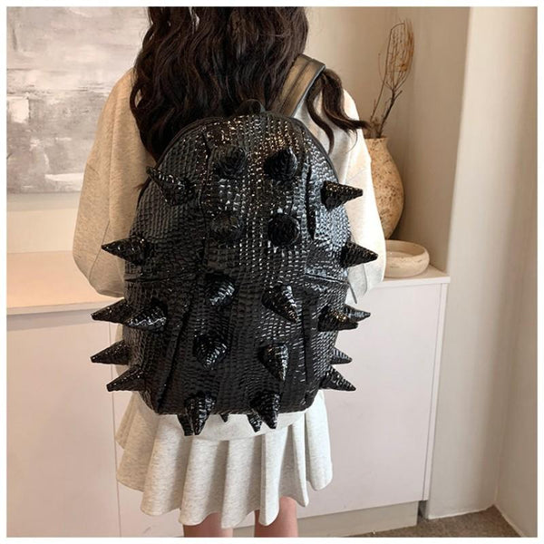 2026 Trendy Fashion Hedgehog PU Waterproof Snake Pattern Individual Backpack Large Capacity Crocodile Pattern Backpack