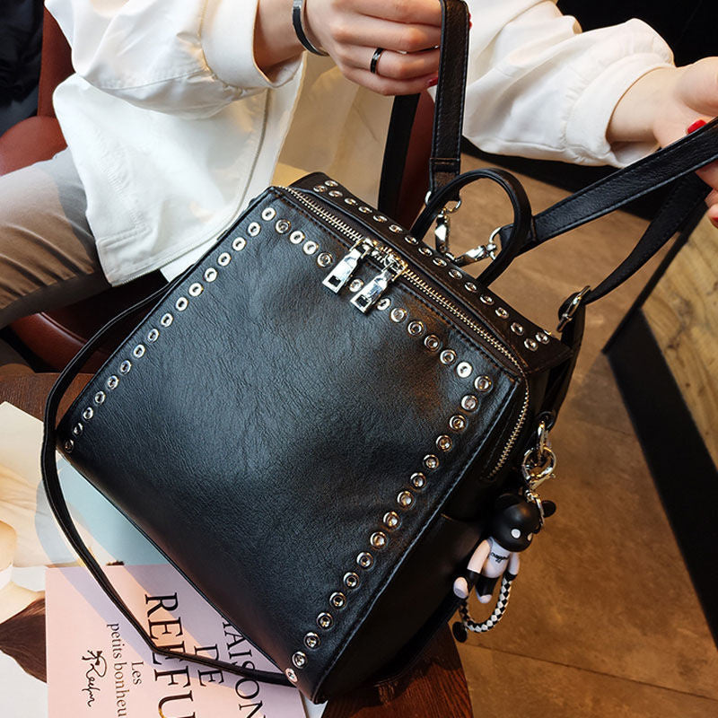 Chic Studded Convertible Backpack – Casual Travel Bag for Women, Shoulder or Backpack, Perfect for Any Trip
