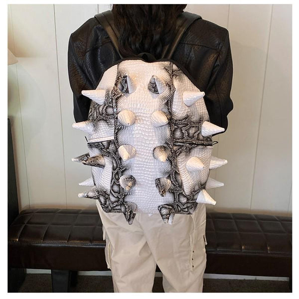 2026 Trendy Fashion Hedgehog PU Waterproof Snake Pattern Individual Backpack Large Capacity Crocodile Pattern Backpack