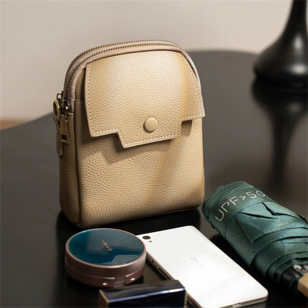 Sophisticated Genuine Leather Phone Crossbody Bag – Compact Everyday Shoulder Purse for Women, Chic & Versatile