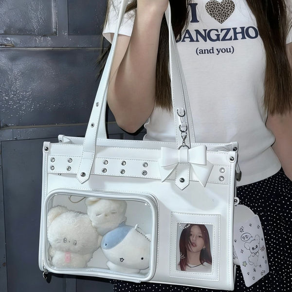 Multi-Color Bow Zippered Anime Heart Daily Sweet Itabag