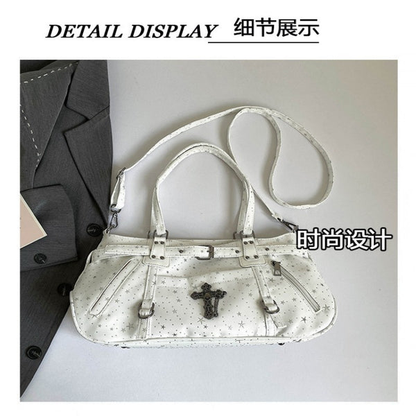 Motorcycle Punk Style Star Armpit Bag for Women Large Capacity Shoulder Bag Crossbody Bag Motorcycle Bag Handbag