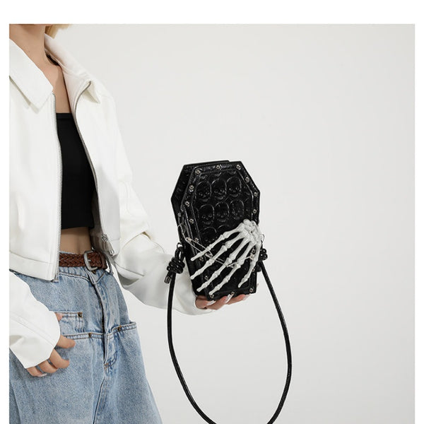 Dark style skeleton hand claw skeleton mobile phone single-shoulder bag for women Halloween
