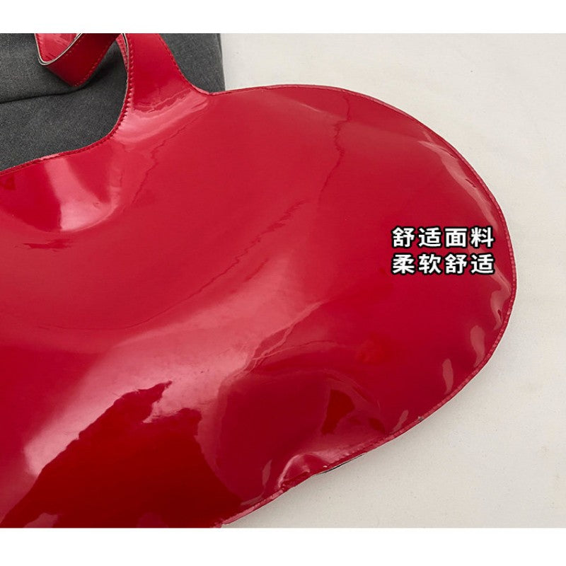INS-style solid color glossy heart-shaped handbag women's bag 2026 summer fashionable shoulder bag