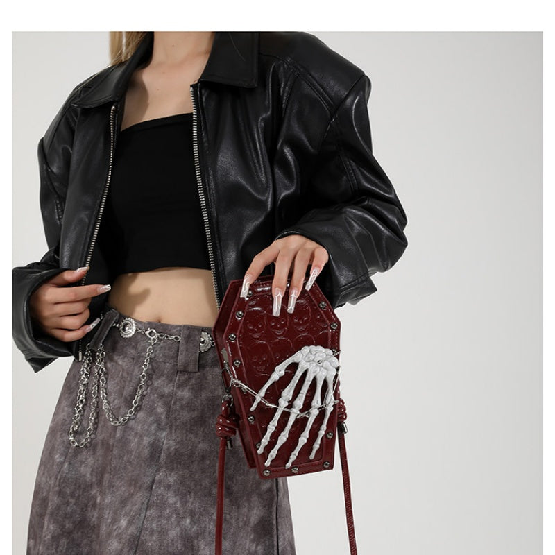 Dark style skeleton hand claw skeleton mobile phone single-shoulder bag for women Halloween
