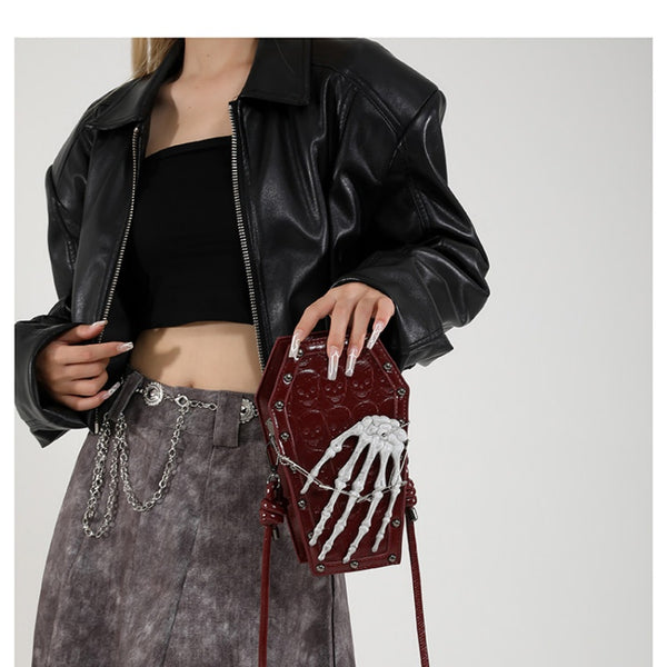 Dark style skeleton hand claw skeleton mobile phone single-shoulder bag for women Halloween