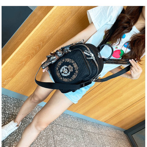 Korean-Style Crystal-Studded Women's Backpack – Premium Cowhide Leather Travel Bag, Large Capacity Versatile Casual Daypack