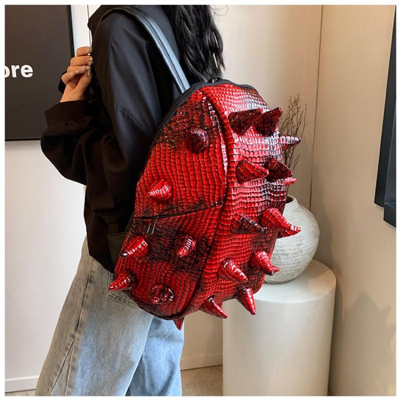 2026 Trendy Fashion Hedgehog PU Waterproof Snake Pattern Individual Backpack Large Capacity Crocodile Pattern Backpack