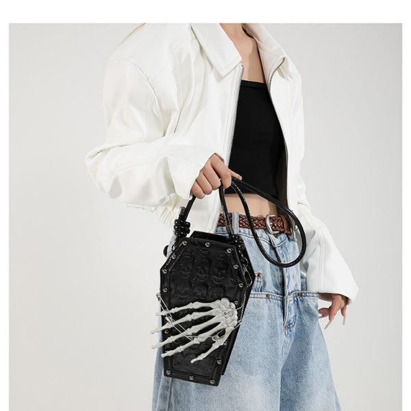 Dark style skeleton hand claw skeleton mobile phone single-shoulder bag for women Halloween