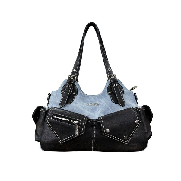 Blue/Brown Zippered Daily Classic Punk bag