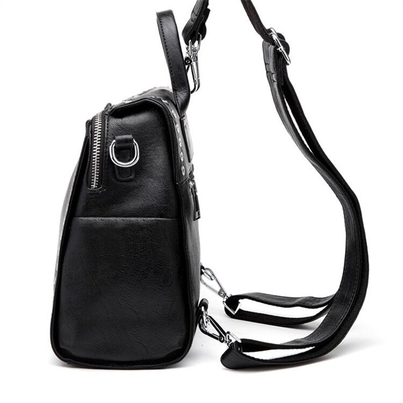 Chic Studded Convertible Backpack – Casual Travel Bag for Women, Shoulder or Backpack, Perfect for Any Trip