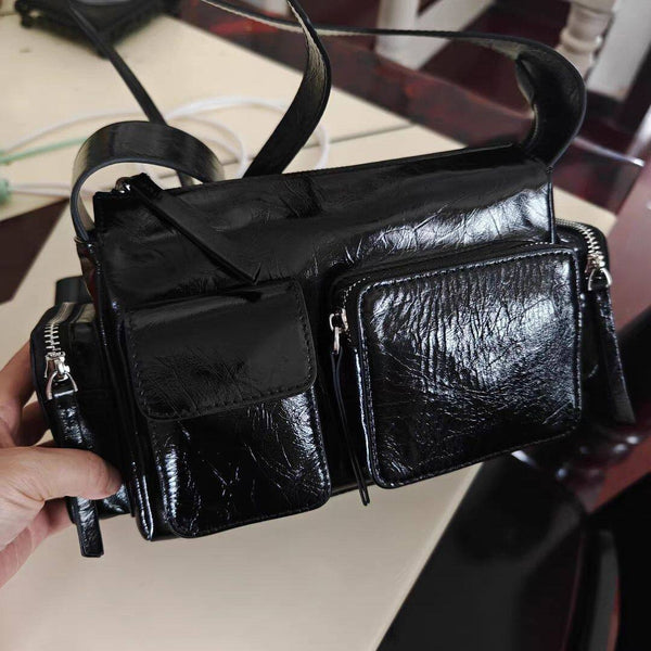 Black/Green Zippered Sweet Gothic Punk Crossbody Bag