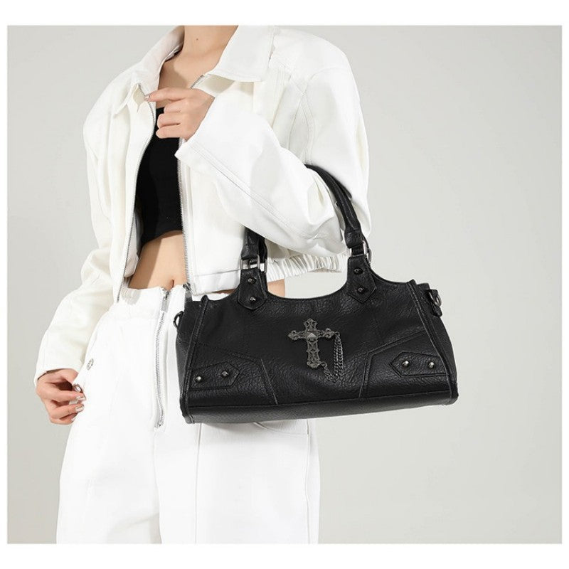 Millennium motorcycle bag punk armpit bag 2026 new handbag rivet bag cross street shoulder bag