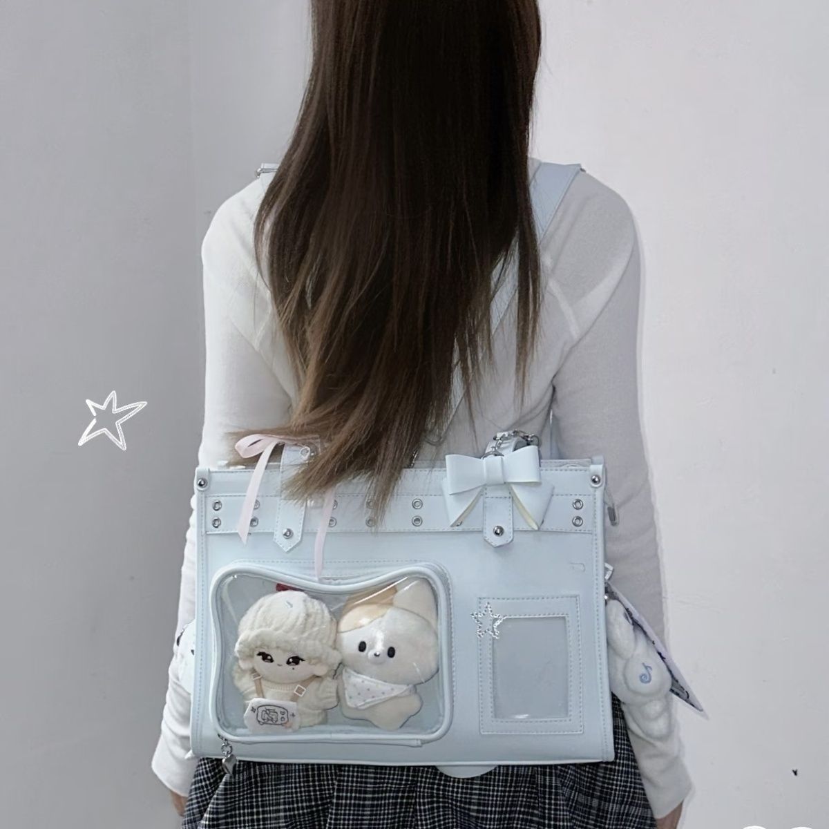 Multi-Color Bow Zippered Anime Heart Daily Sweet Itabag