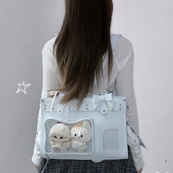Multi-Color Bow Zippered Anime Heart Daily Sweet Itabag