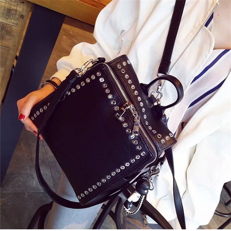 Chic Studded Convertible Backpack – Casual Travel Bag for Women, Shoulder or Backpack, Perfect for Any Trip