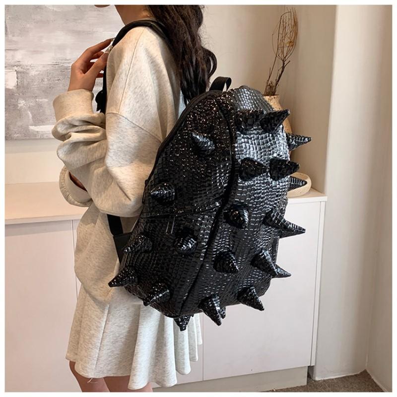 2026 Trendy Fashion Hedgehog PU Waterproof Snake Pattern Individual Backpack Large Capacity Crocodile Pattern Backpack